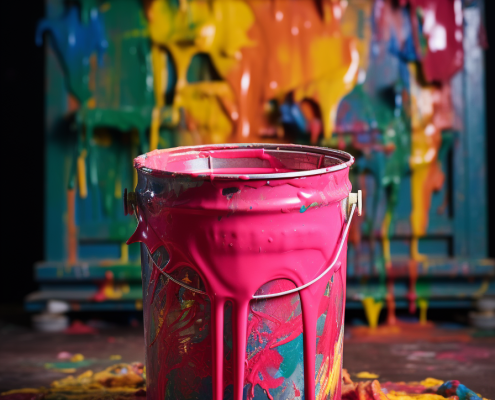 un pot de peinture qui coule